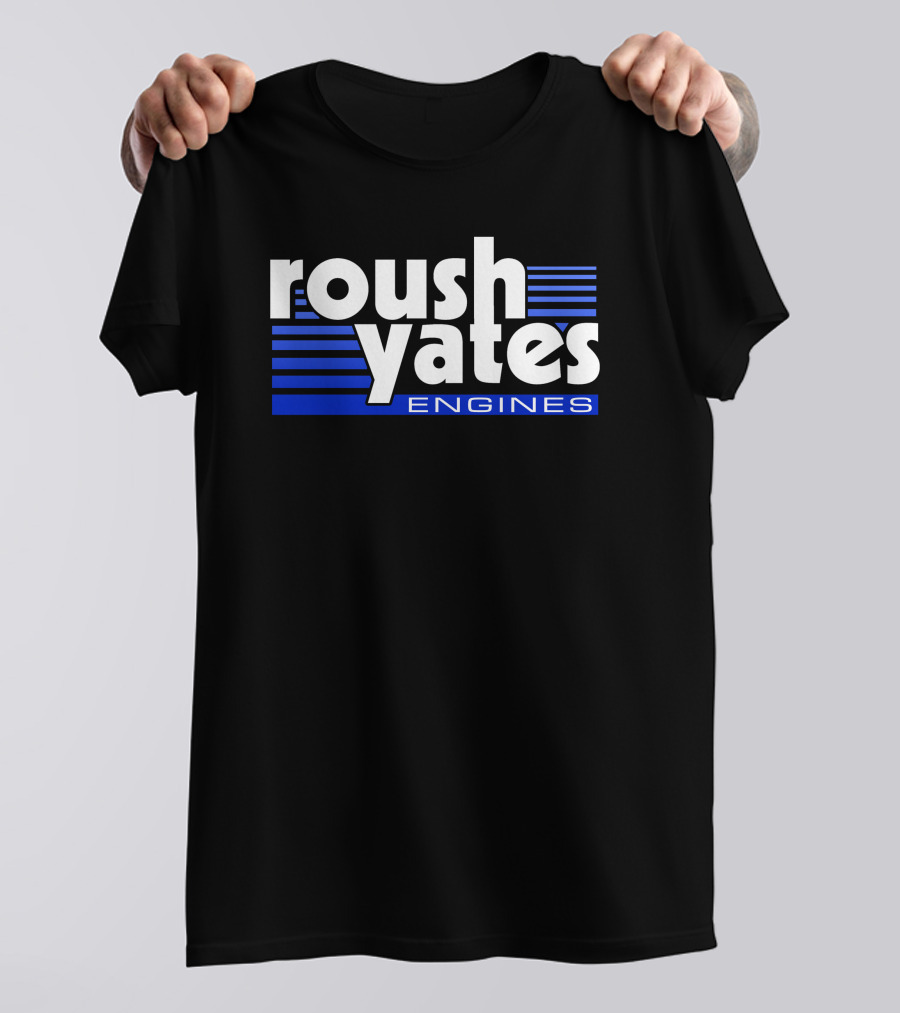 Roush Yates Engines Logo Blue Stripes T-Shirt