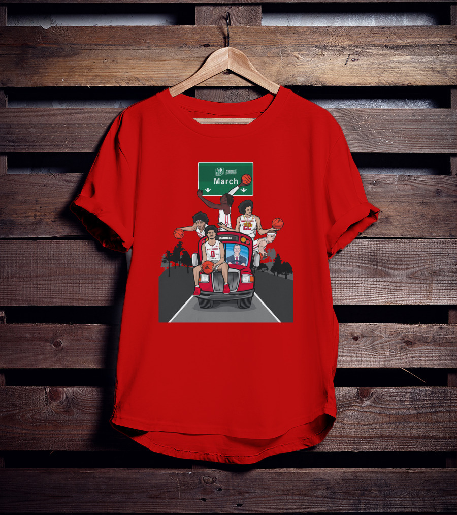 Scarlet Knights March Madness Bus Basketball Scene T-Shirt