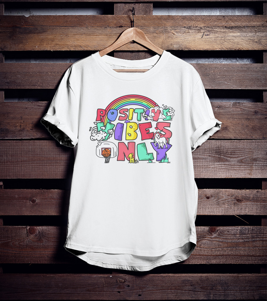 Positive Vibes Only Rainbow Basketball Big Cat Bet 100 T-Shirt