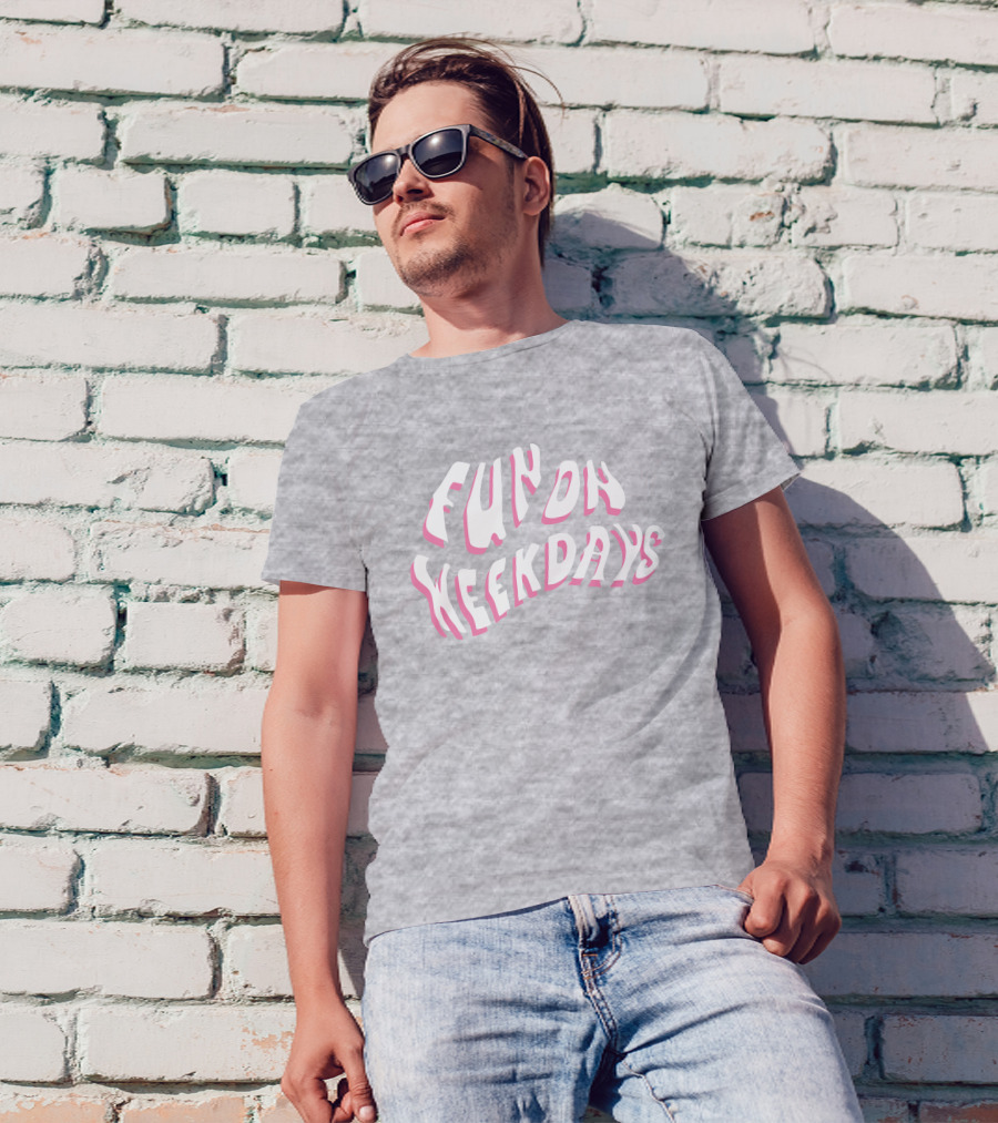 Jenna Palek Merch Fun On Weekdays Pink White Curved Text T-Shirt