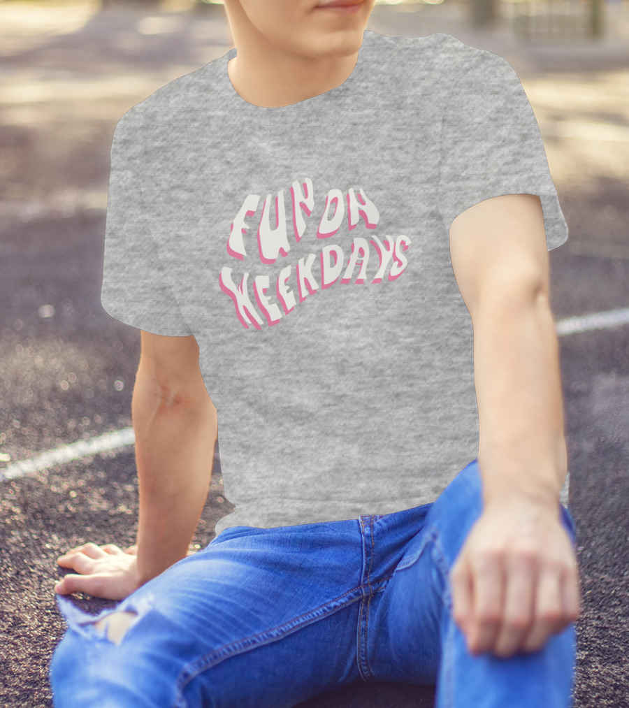 Jenna Palek Merch Fun On Weekdays Pink White Curved Text T-Shirt