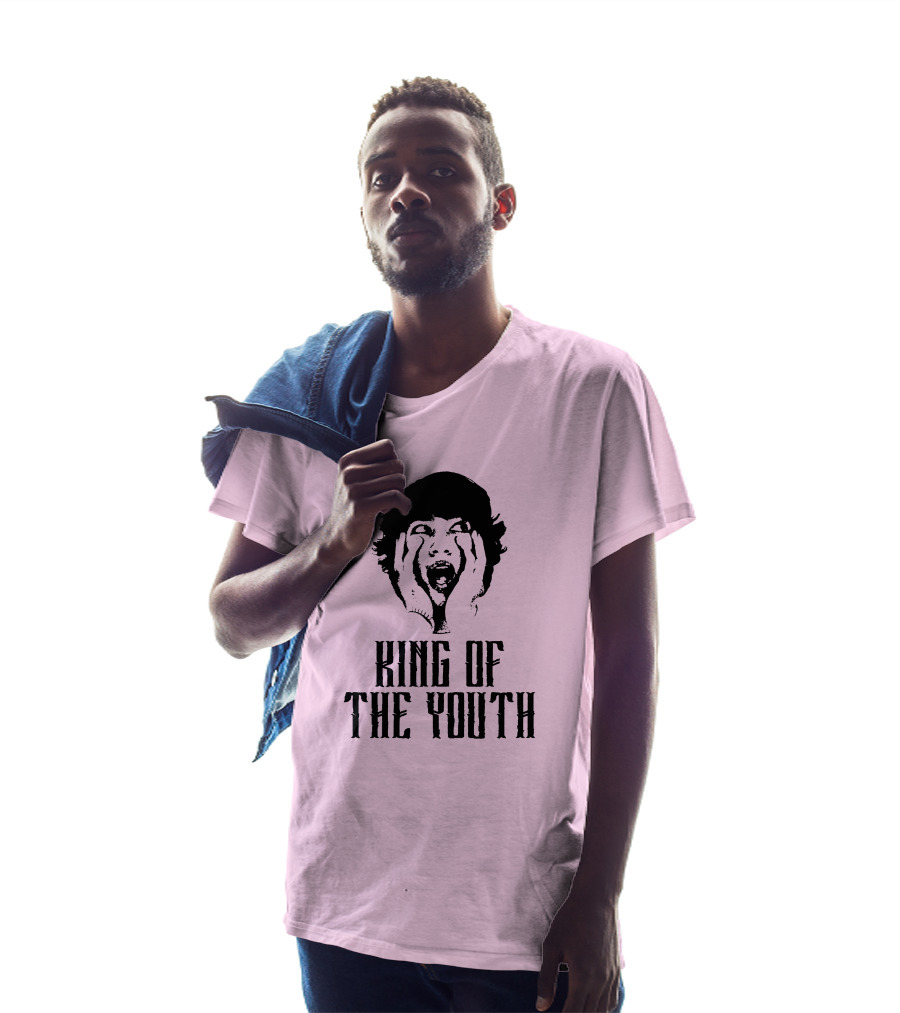 Baylen Levine Merch Store King Of The Youth Pink Graphic Featuring Shouting Face T-Shirt