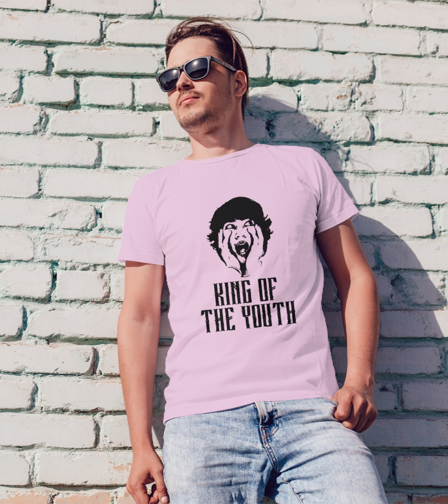 Baylen Levine Merch Store King Of The Youth Pink Graphic Featuring Shouting Face T-Shirt
