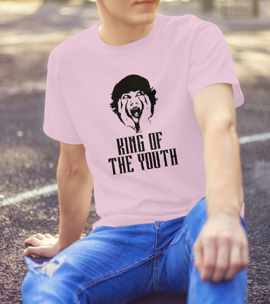 Baylen Levine Merch Store King Of The Youth Pink Graphic Featuring Shouting Face T-Shirt