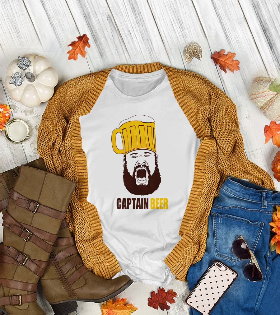 Dominic Grecco Captain Beer Mug Head Shouting Bearded Face T-Shirt
