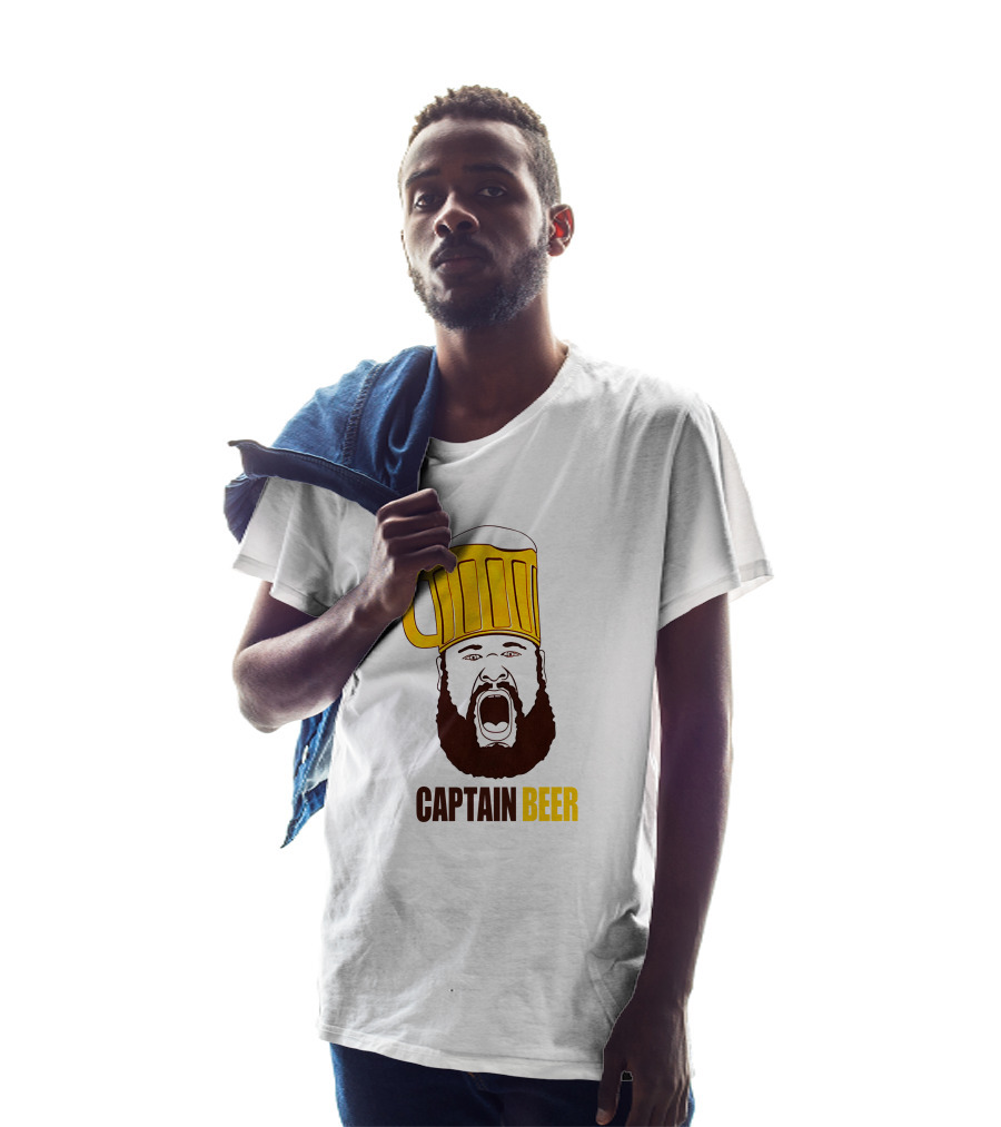 Dominic Grecco Captain Beer Mug Head Shouting Bearded Face T-Shirt