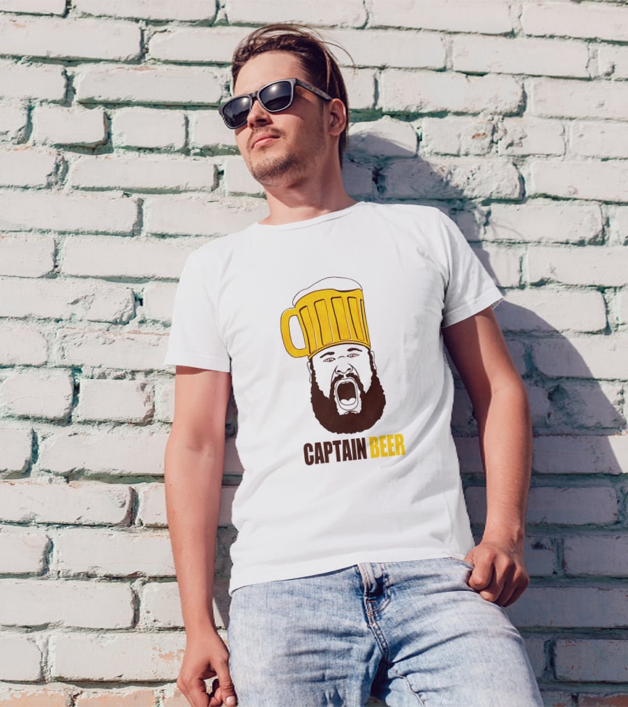 Dominic Grecco Captain Beer Mug Head Shouting Bearded Face T-Shirt