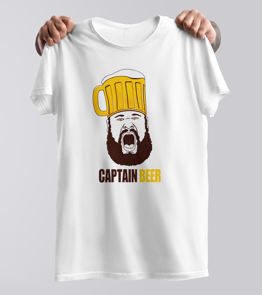 Dominic Grecco Captain Beer Mug Head Shouting Bearded Face T-Shirt