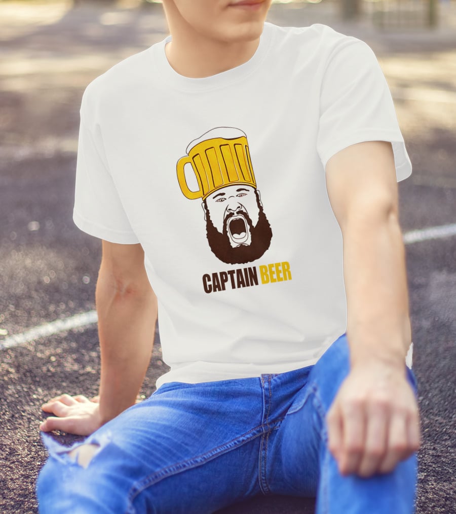 Dominic Grecco Captain Beer Mug Head Shouting Bearded Face T-Shirt