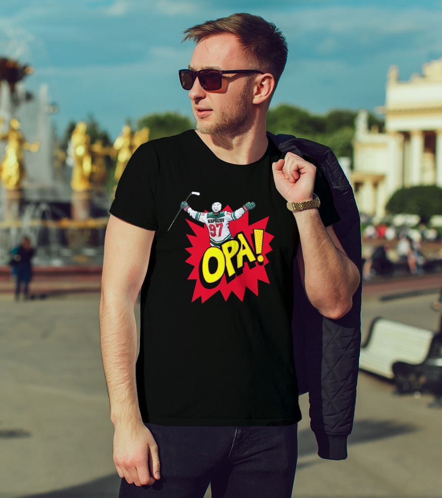 Hockeylodge Store Kirill Kaprizov 97 Opa Explosion T-Shirt