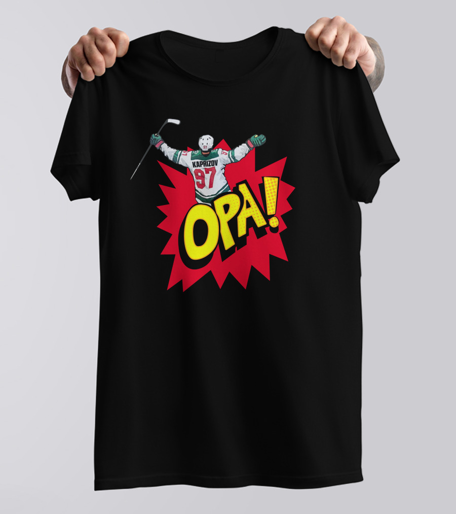 Hockeylodge Store Kirill Kaprizov 97 Opa Explosion T-Shirt