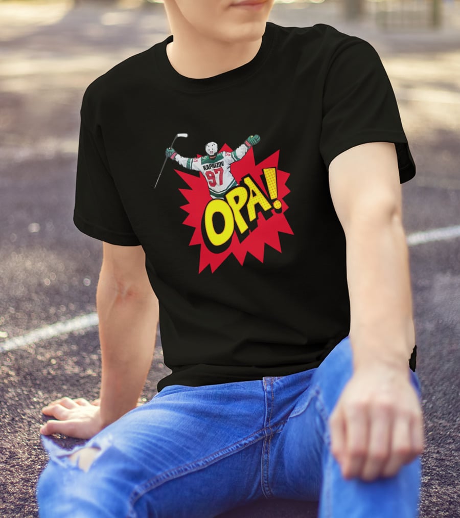 Hockeylodge Store Kirill Kaprizov 97 Opa Explosion T-Shirt
