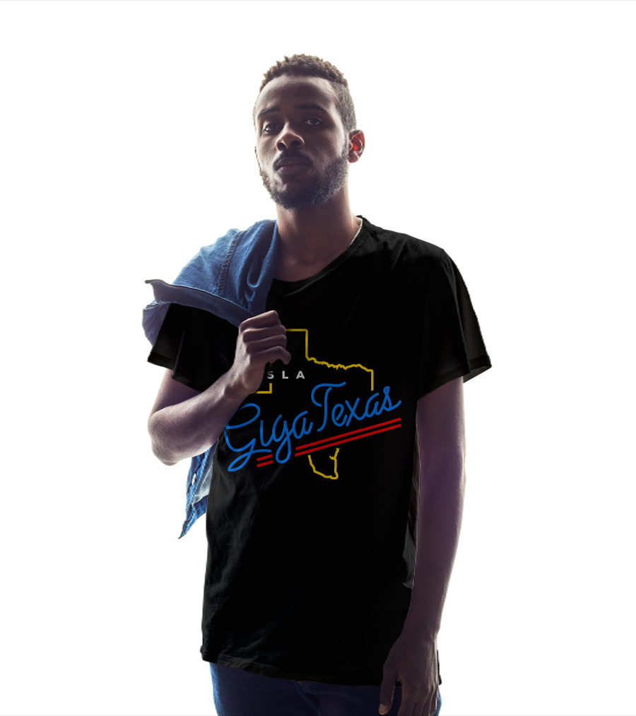 Tesla Giga Texas Neon Outline T-Shirt