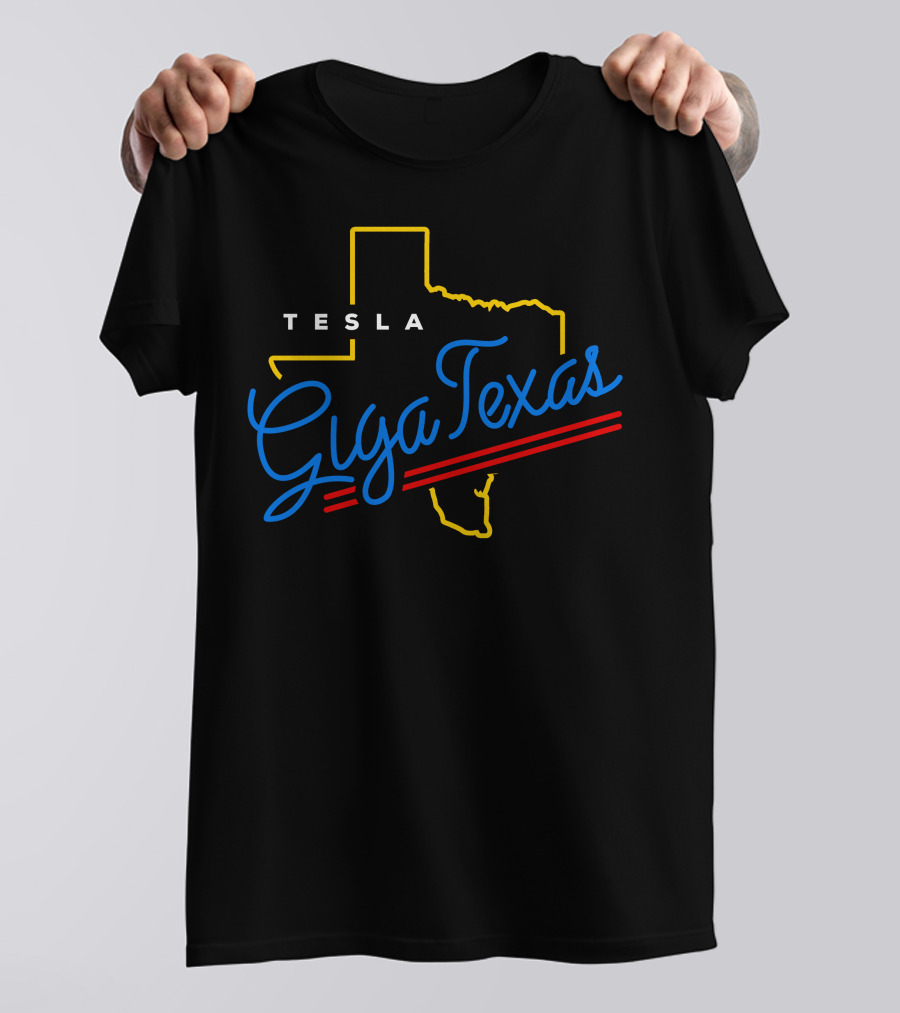 Tesla Giga Texas Neon Outline T-Shirt