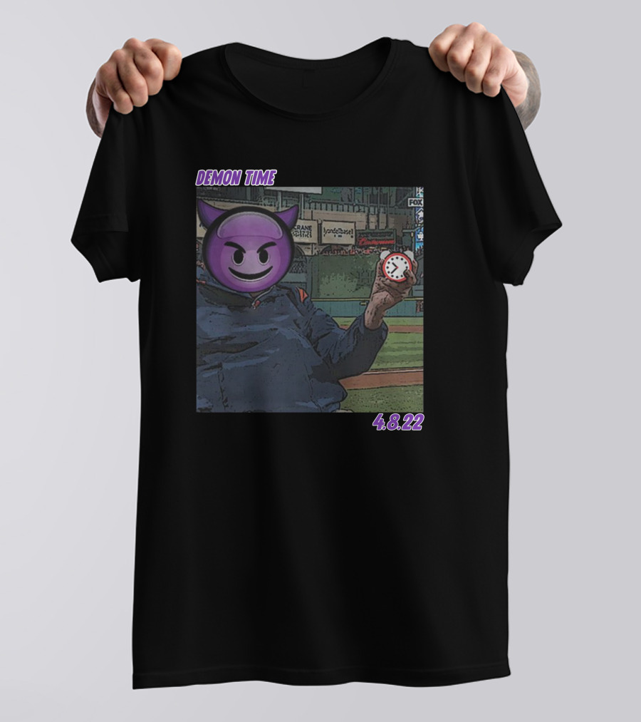 Demon Time Purple Emoji Face Baseball 4.8.22 T-Shirt