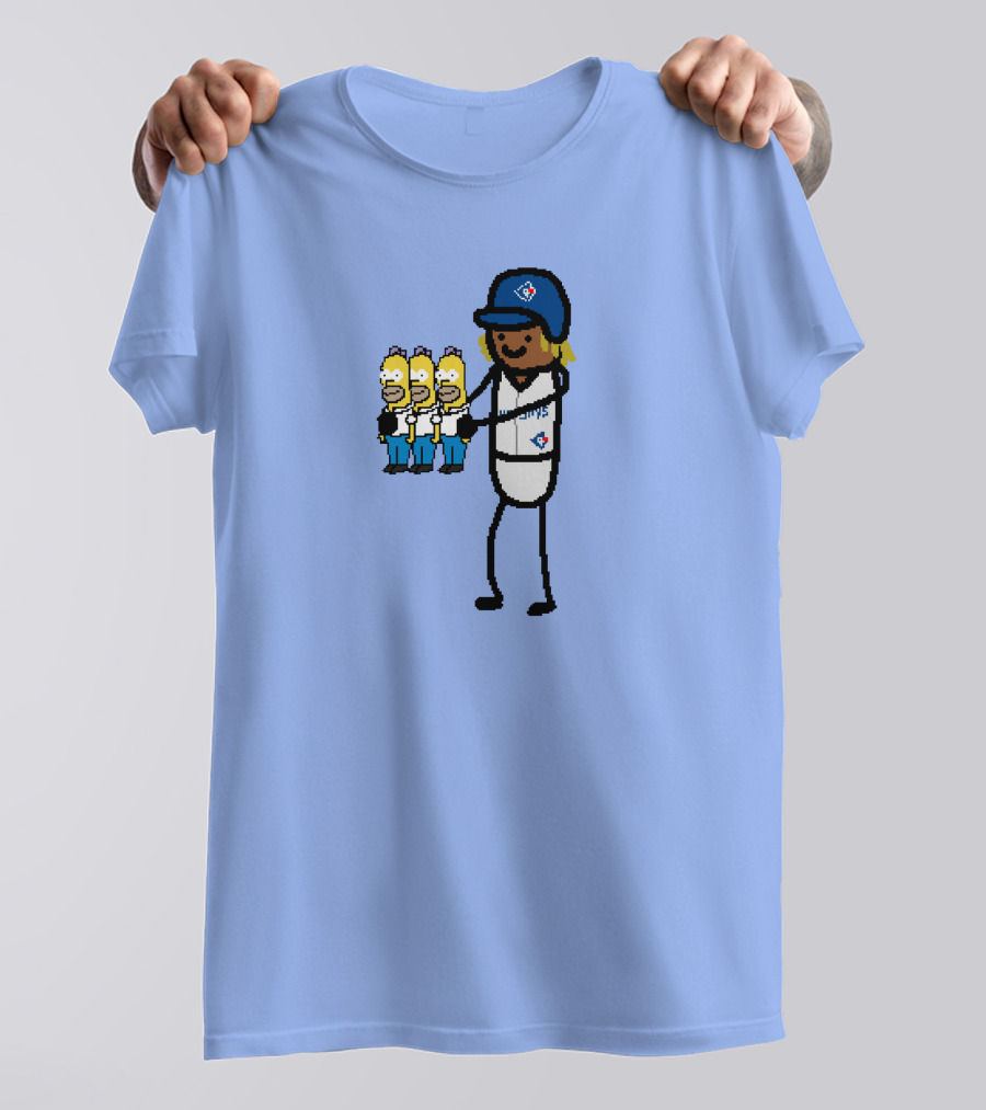 Toronto Blue Jays Vladimir Guerrero Jr. Holding Cartoon Characters And Three Homers T-Shirt