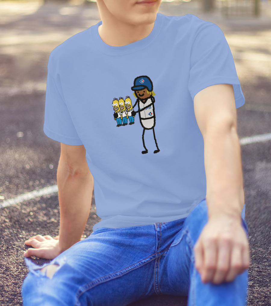 Toronto Blue Jays Vladimir Guerrero Jr. Holding Cartoon Characters And Three Homers T-Shirt