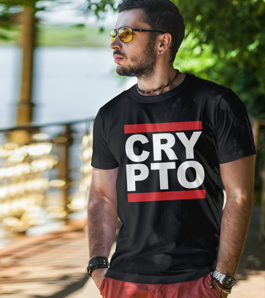 CRYPTO Bold Text Red Accents T-Shirt