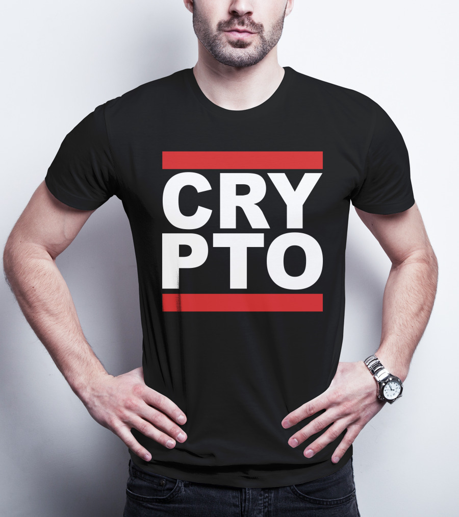 CRYPTO Bold Text Red Accents T-Shirt