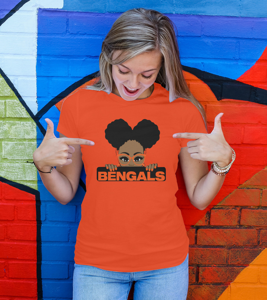 Rare Tagz Merch Bengals Girls Bengals Fanatic Afro T-Shirt