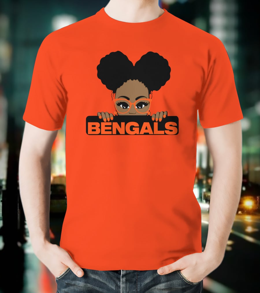 Rare Tagz Merch Bengals Girls Bengals Fanatic Afro T-Shirt