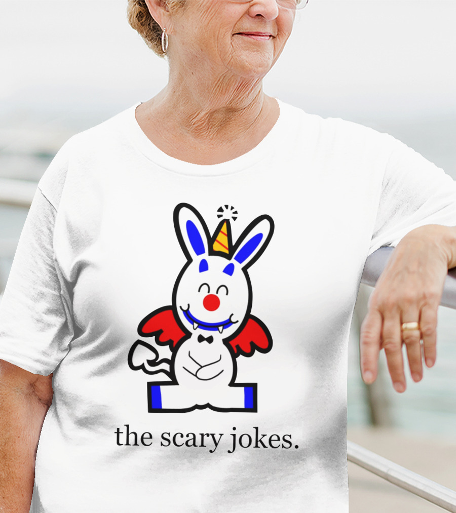 The Scary Jokes Cartoon Bunny With Party Hat And Red Wings T-Shirt
