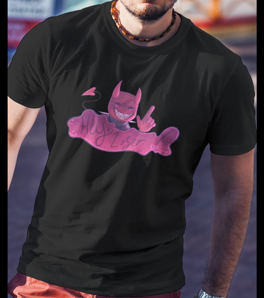 Gutsluvr Signature Hey Loser Devilish Pink Character Playful Gesture T-Shirt