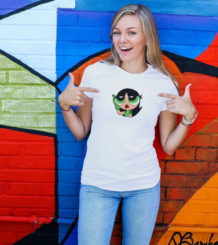 The Powerpuff Girls Buttercup Talking To Broccoli Phone Animation T-Shirt