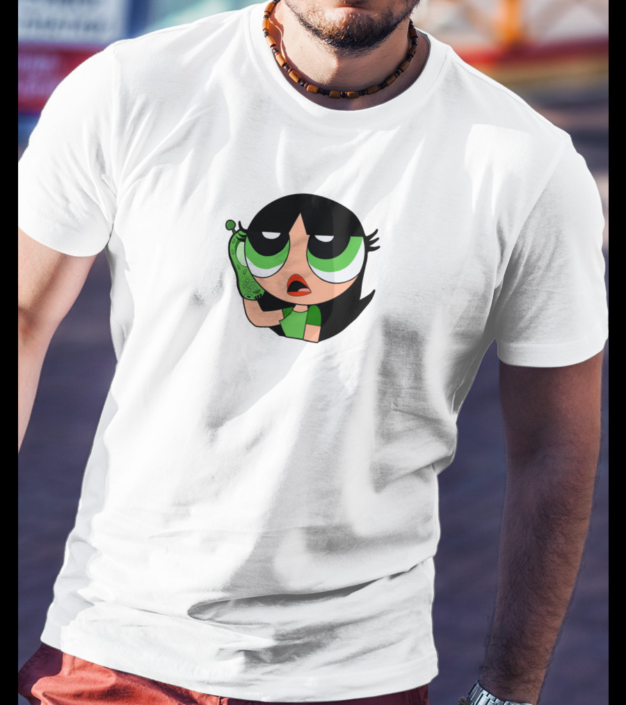 The Powerpuff Girls Buttercup Talking To Broccoli Phone Animation T-Shirt