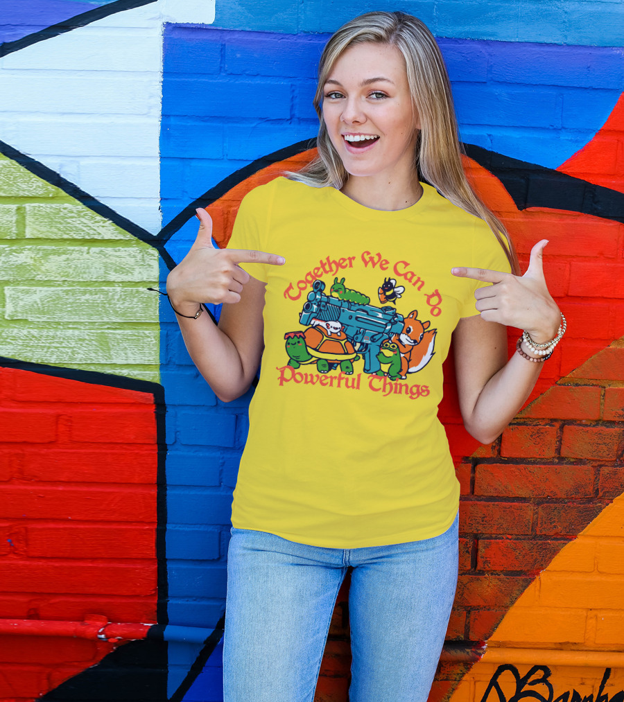 Together We Can Do Powerful Things Animals And Blue Water Gun T-Shirt