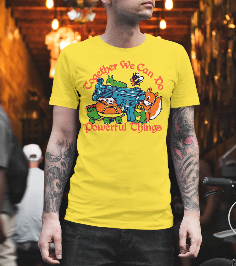 Together We Can Do Powerful Things Animals And Blue Water Gun T-Shirt