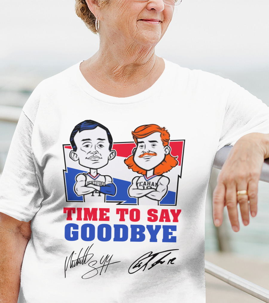 Mitch And Teahan Time To Say Goodbye Signatures And Cartoon Characters T-Shirt