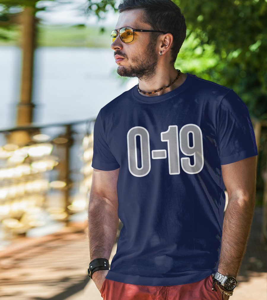 Casual Hoya Celebrate Georgetown's Record 0 19 Navy Blue T-Shirt