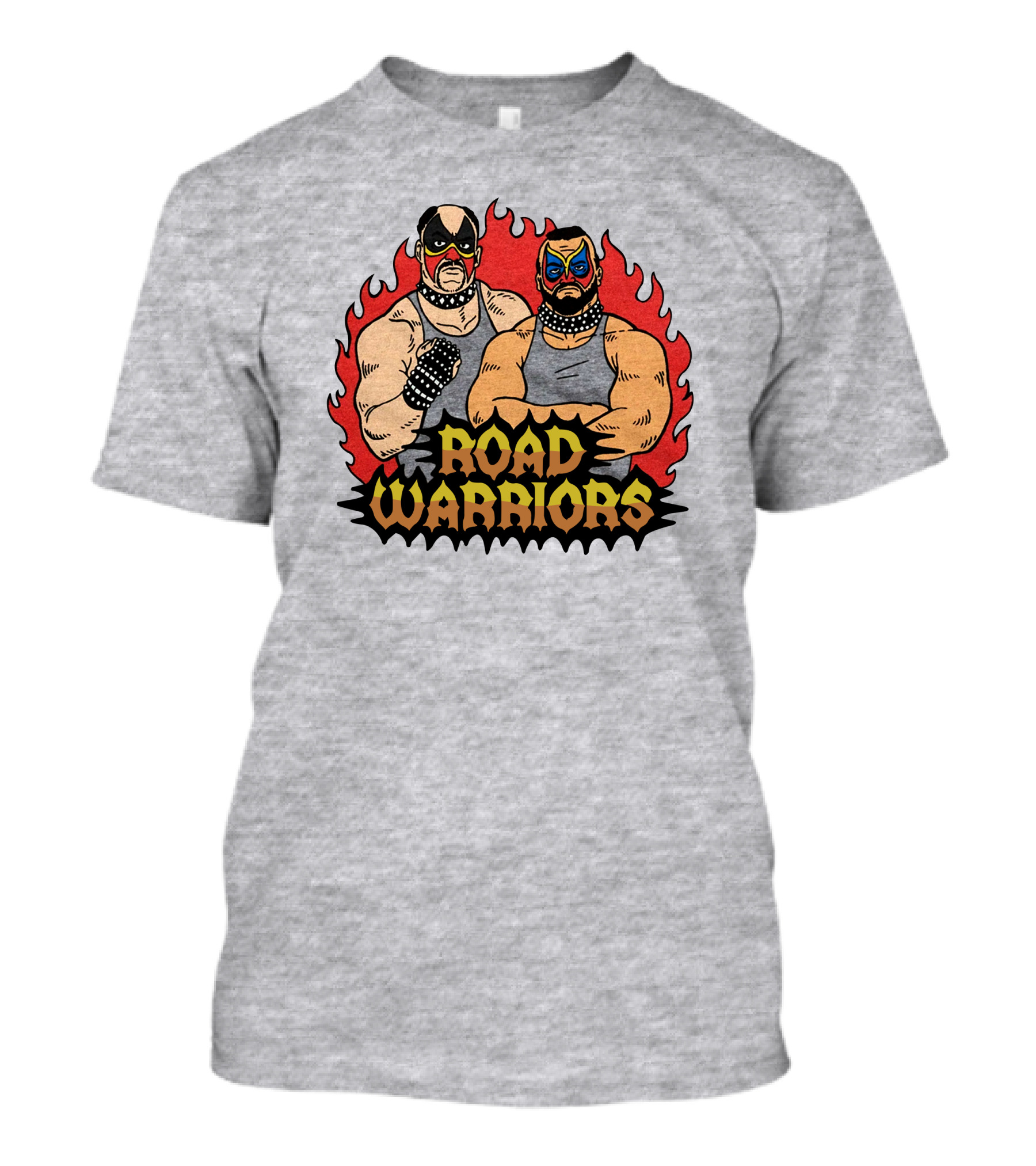 Road Warriors Homage Merch Wrestlers In Flame Background T-Shirt