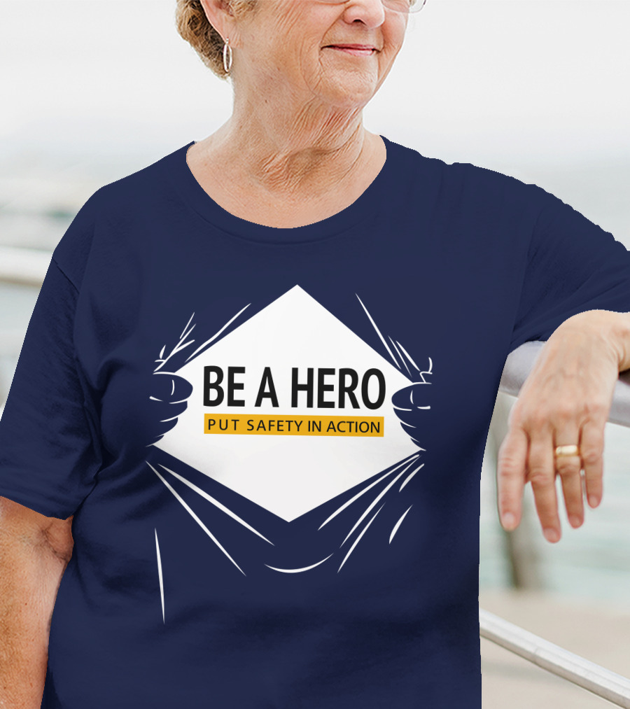 Be A Hero Put Safety In Action Dopeymcgeee Hands Pulling Open Shirt Superhero T-Shirt