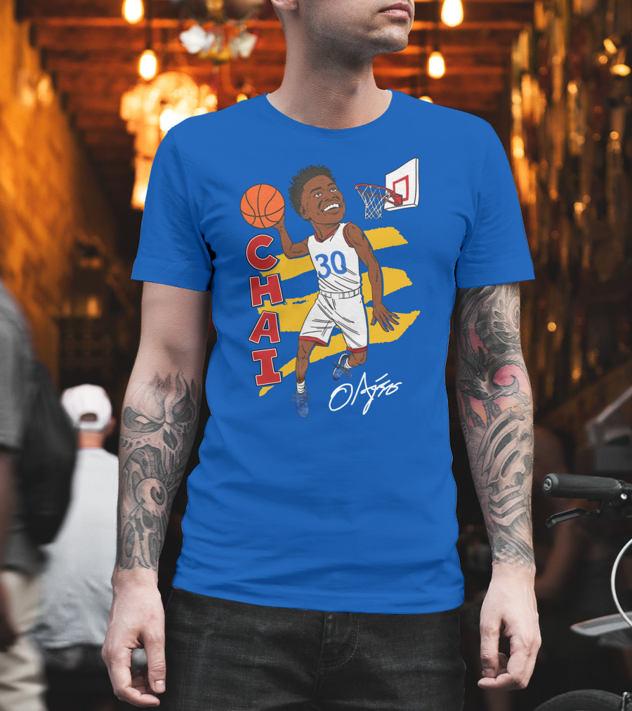 Ochai Agbaji Basketball Illustration 30 Chai Charliehustle Store T-Shirt