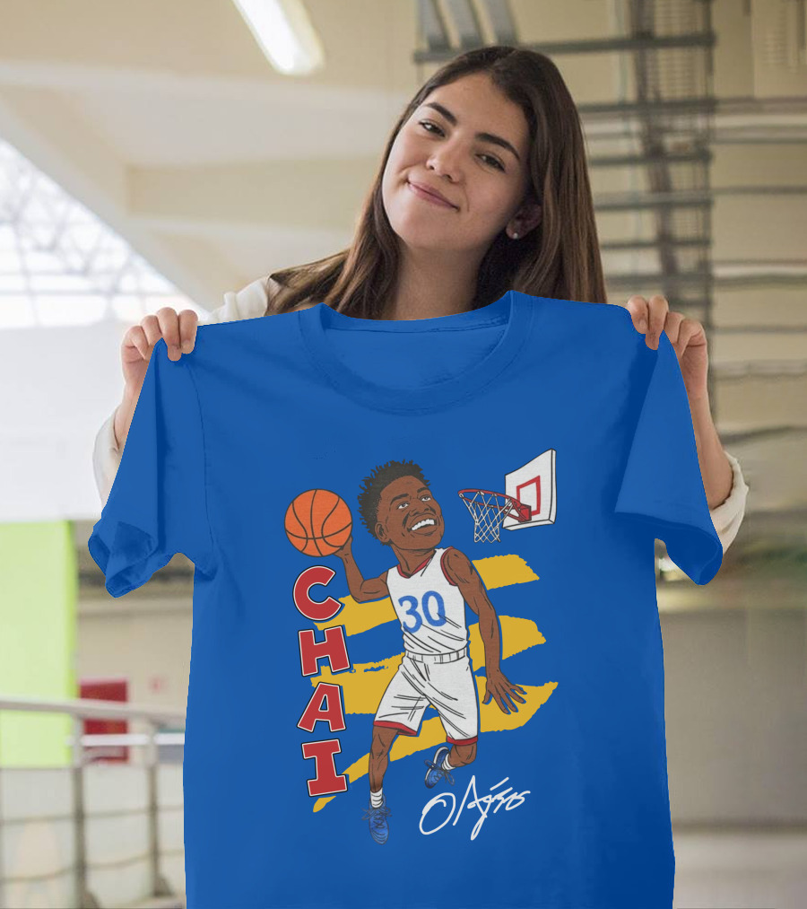 Ochai Agbaji Basketball Illustration 30 Chai Charliehustle Store T-Shirt