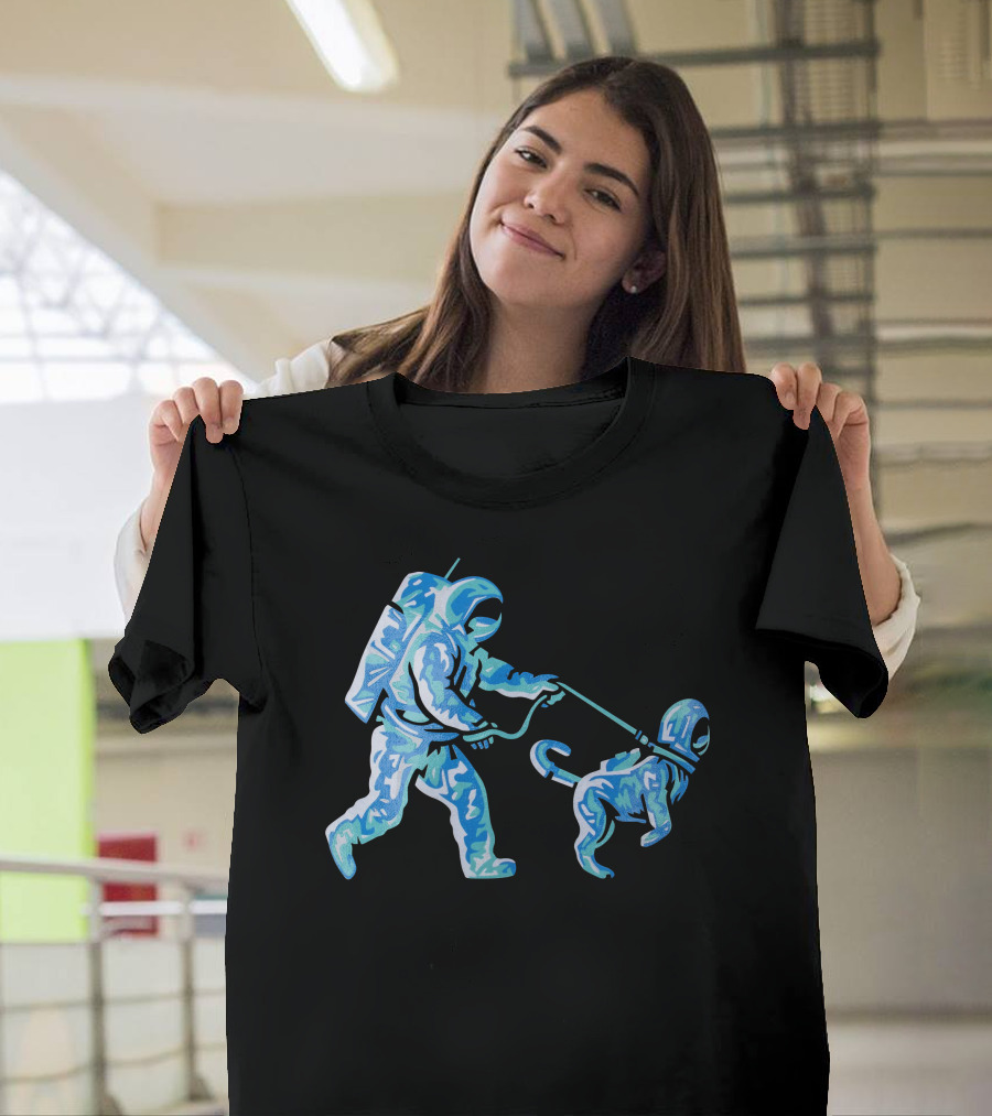 Merch Moon Man Walking Dog In Neon T-Shirt