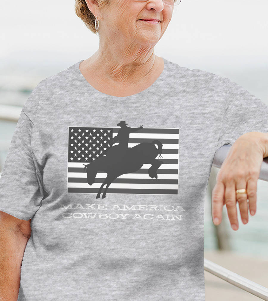 Brittanyandkasi X Kasi Brittany Make America Cowboy Again Riding Silhouette Flag T-Shirt