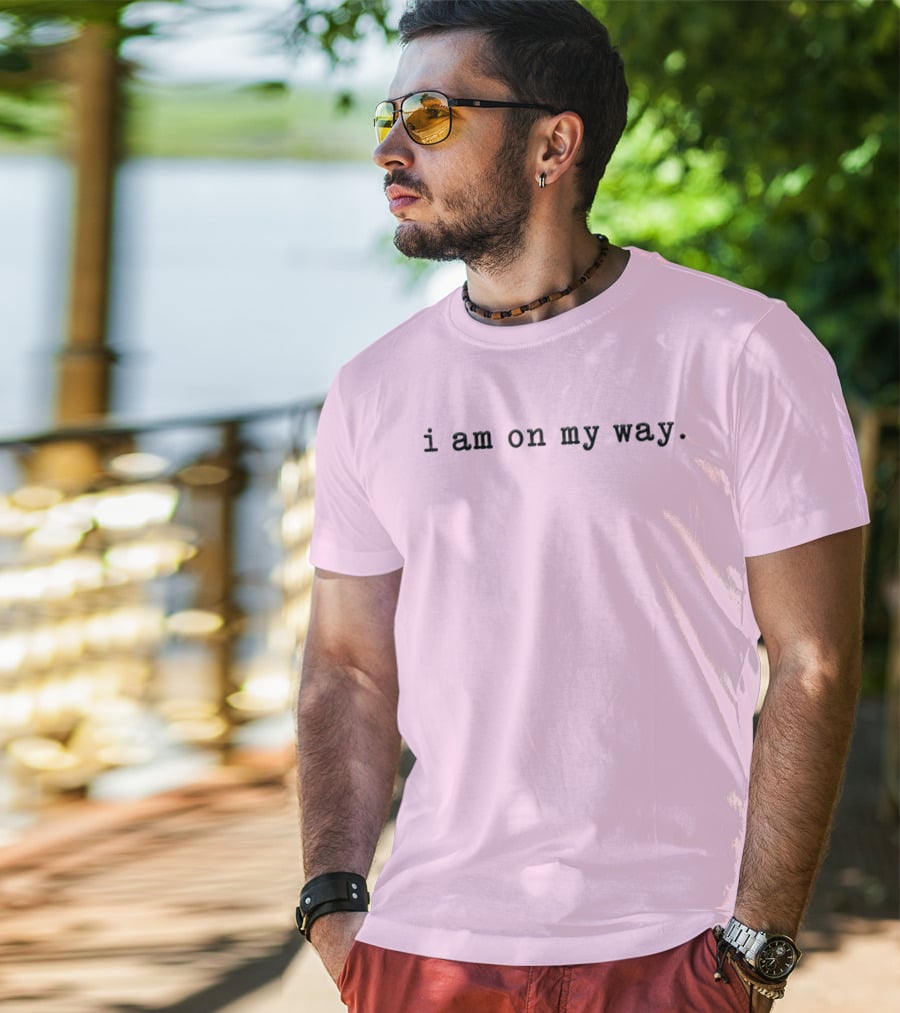 Isaac Anderson I Am On My Way Text On Pink Background T-Shirt