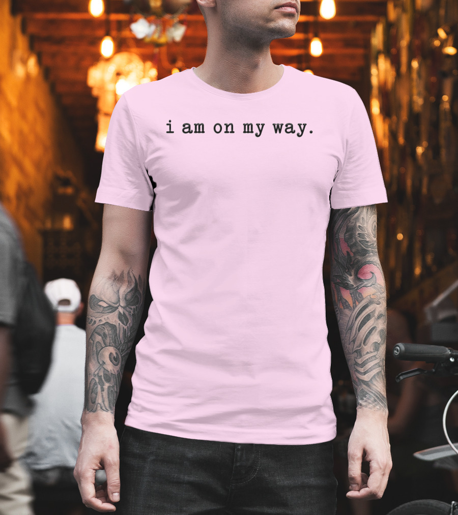 Isaac Anderson I Am On My Way Text On Pink Background T-Shirt