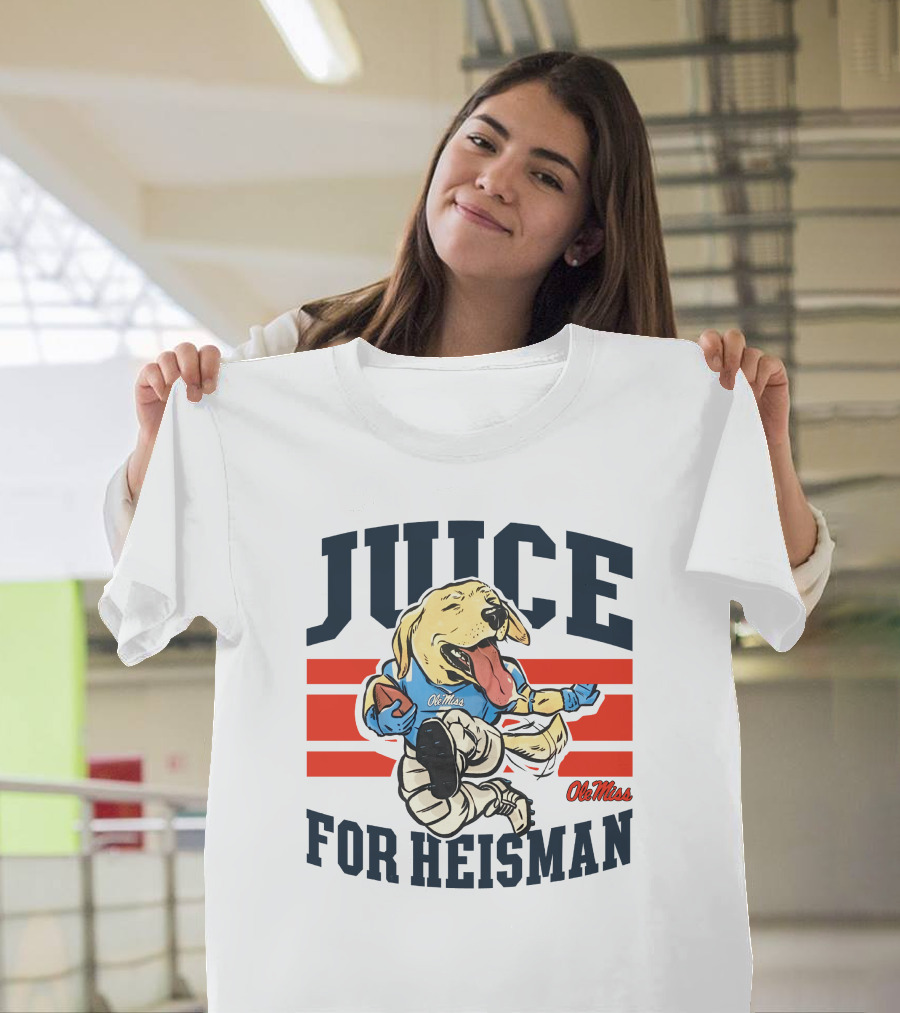 Juice For Heisman Ole Miss Dog Football Cartoon T-Shirt