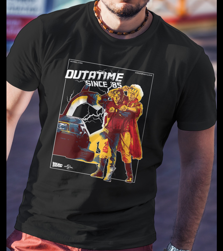 Back To The Future Outatime Since 85 Michael J. Fox Christopher Lloyd Universal T-Shirt