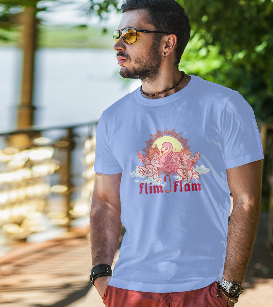 Albertsstuff Flim Flam Flamingo Cherubs Sun Cloud T-Shirt