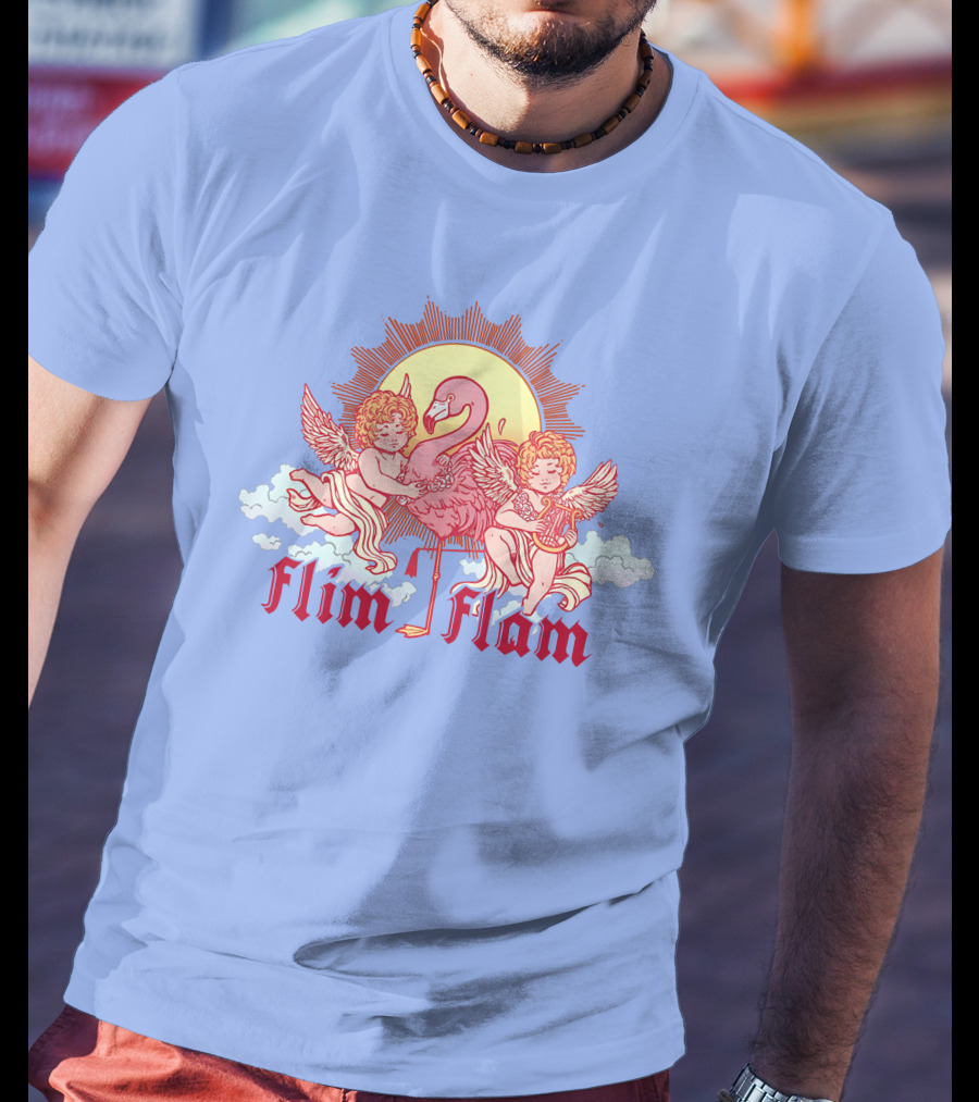 Albertsstuff Flim Flam Flamingo Cherubs Sun Cloud T-Shirt