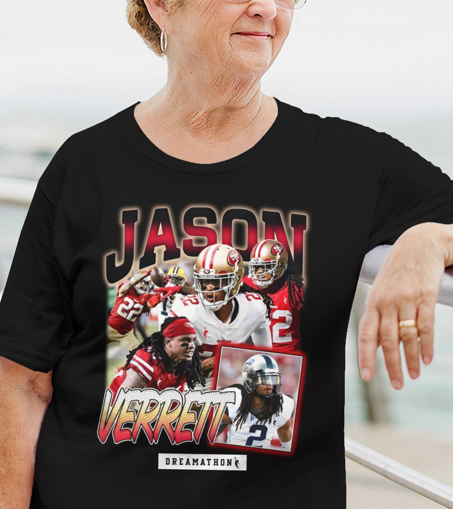 Jason Verrett Dreamathon San Francisco Football Collage T-Shirt