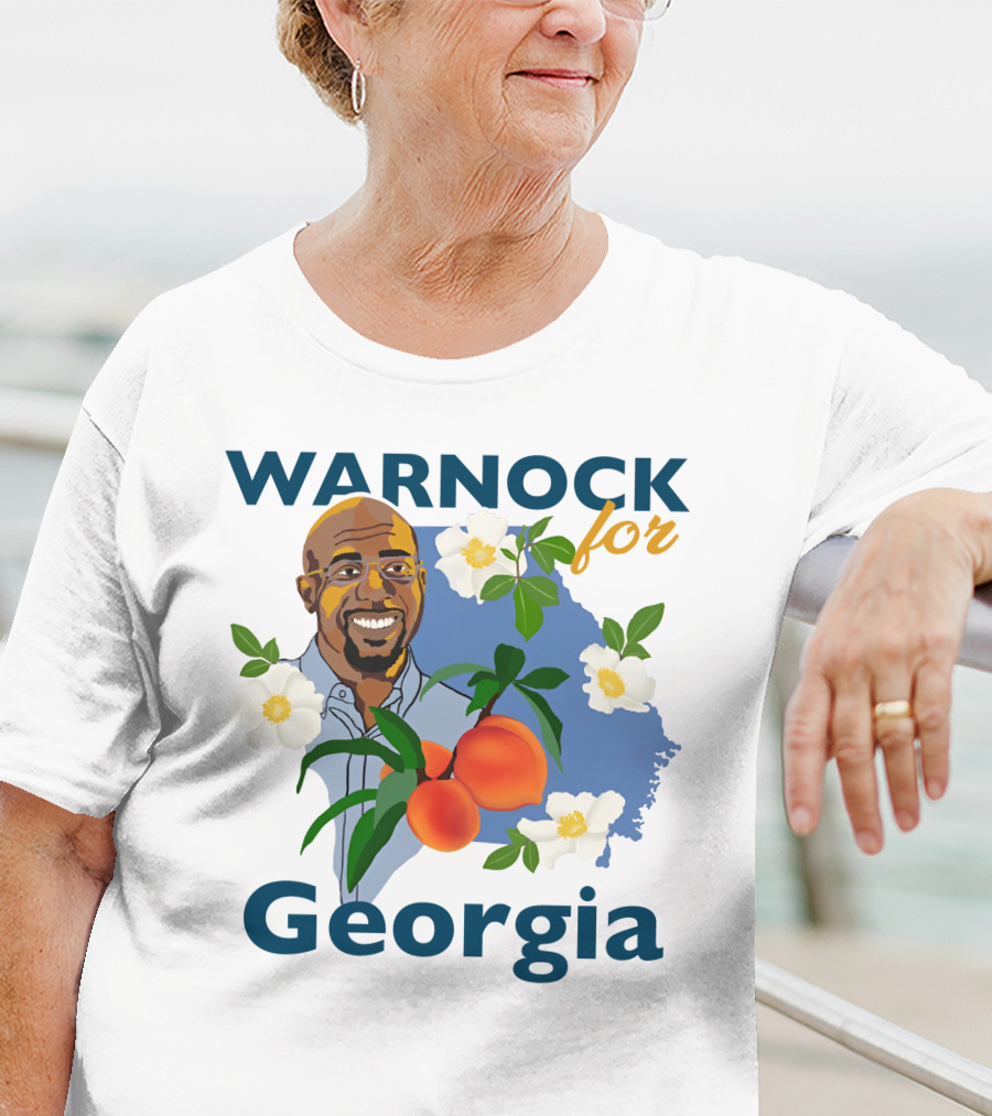 Warnock For Georgia Raphael Warnock Peaches And Blossoms T-Shirt
