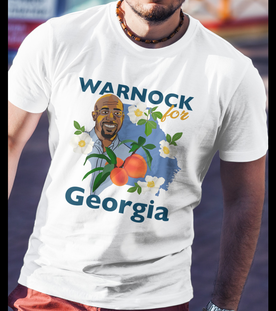 Warnock For Georgia Raphael Warnock Peaches And Blossoms T-Shirt