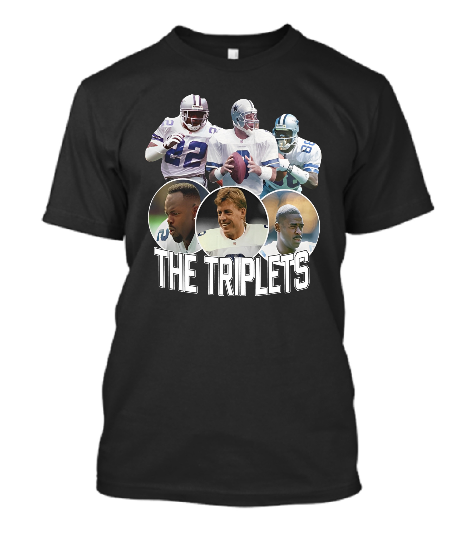 Dak Prescott The Triplets Emmitt Smith Troy Aikman Michael Irvin Dallas Cowboys Legends T-Shirt