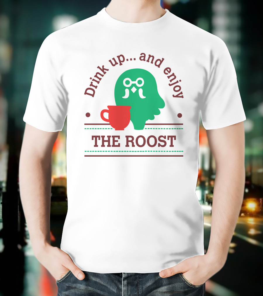 Drink Up And Enjoy The Roost Acpocketnews Owl With Coffee Cup T-Shirt